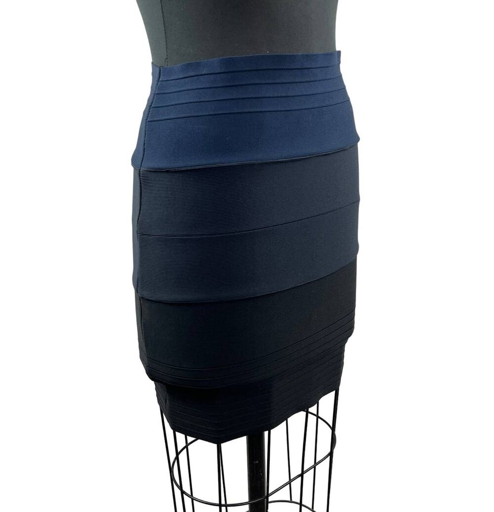 Samsoe Samsoe Blue Iris Black Tiered Colorblock Close Bondage Pencil Skirt M